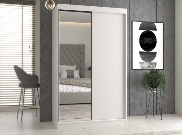 Aldabra IGA 120 A/B tolóajtós gardróbszekrény 120x61x200, 1 tükörrel / sima, fehér
