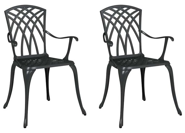 VidaXL Kerti Szék 2 pcs Fekete 53 x 51 x 88,5cm Alumínium