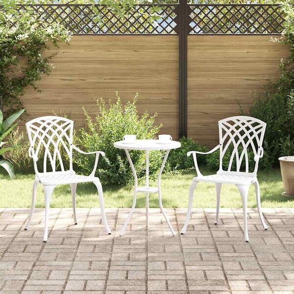 VidaXL Kerti Szék 2 pcs Fehér 53 x 51 x 88,5cm Alumínium
