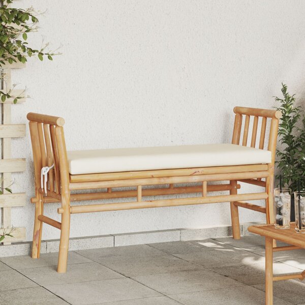 Kerti pad párnával Barna 110 x 38 x 65cm bambusz
