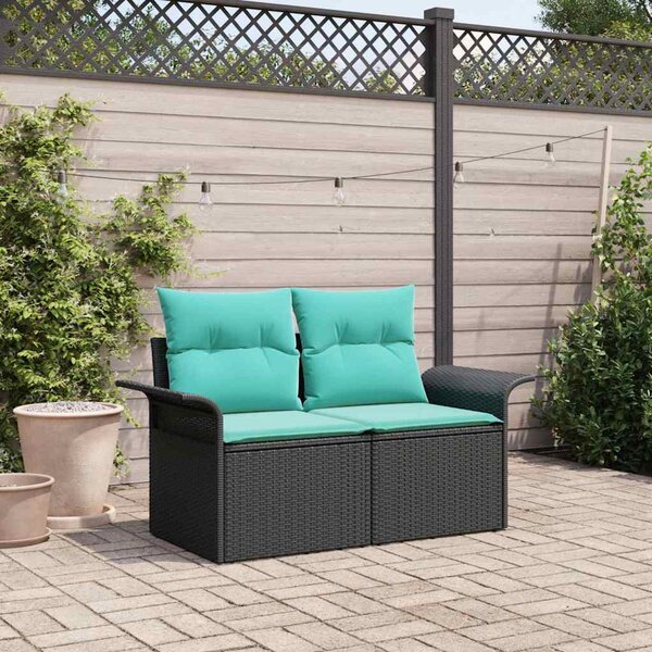 VidaXL Kerti kanapé párnával 141 x 62 x 69 cm polirattan