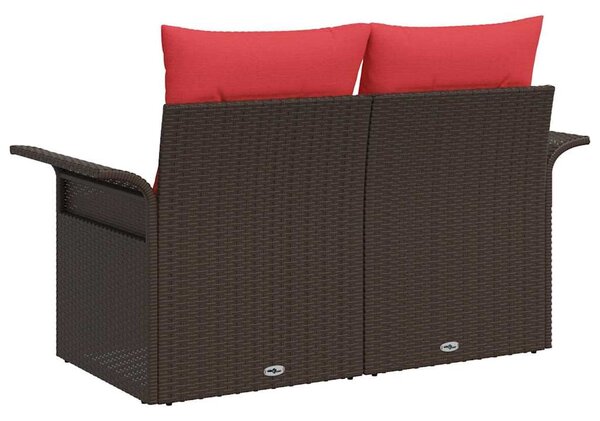 VidaXL Kerti kanapé párnával tárolóval 141 x 62 x 69 cm polirattan