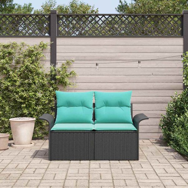 VidaXL Kerti kanapé párnával 141 x 62 x 69 cm polirattan