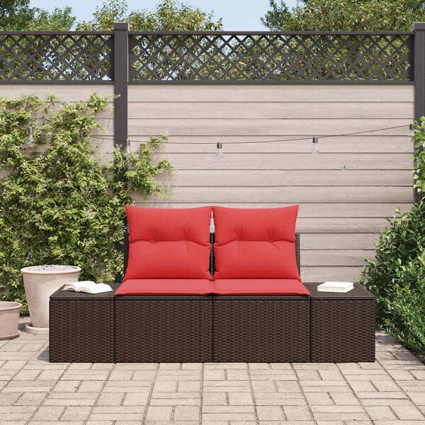 VidaXL Kerti kanapé párnával 184 x 62 x 69 cm polirattan