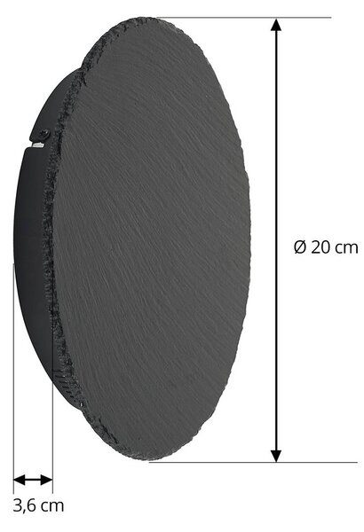 Lindby Peetu LED fali lámpa, Ø 25 cm, pala, fényerőszabályozó, dimmelhető, Alu / szürke / cink, Nappali / Étkező, Kő, Modern