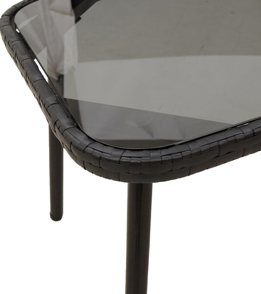 Fekete Dohányzóasztal 90x45x42 cm Polirattan