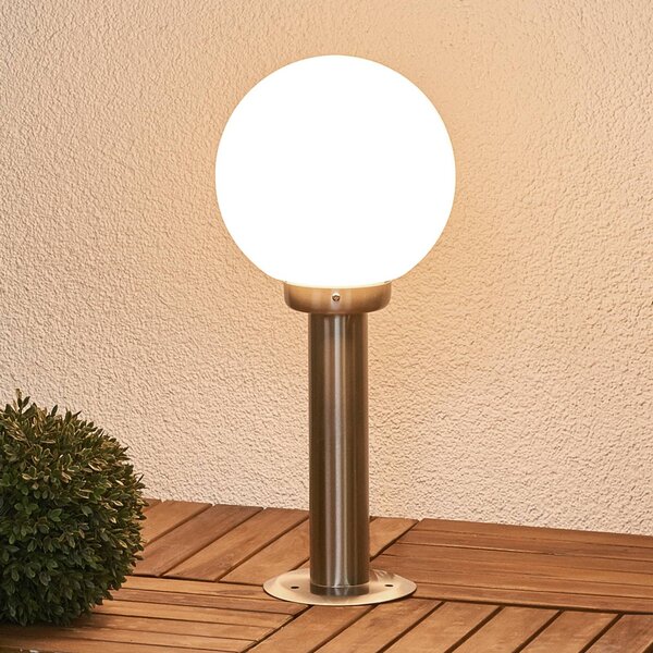 Lindby Vedran talapzati világítás, magasság 45 cm, PMMA, rozsdamentes acél, dimmelhető, Alu / szürke / cink, Műanyag, Modern