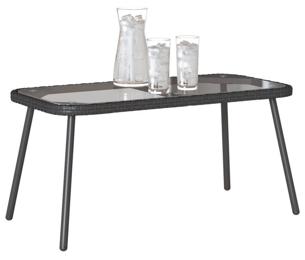Fekete Dohányzóasztal 90x45x42 cm Polirattan