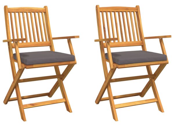 Összecsukható szék párnával 2 pcs Barna Tömör akácfa