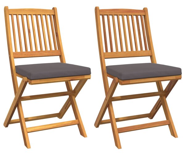 Összecsukható szék párnával 2 pcs Barna Tömör akácfa
