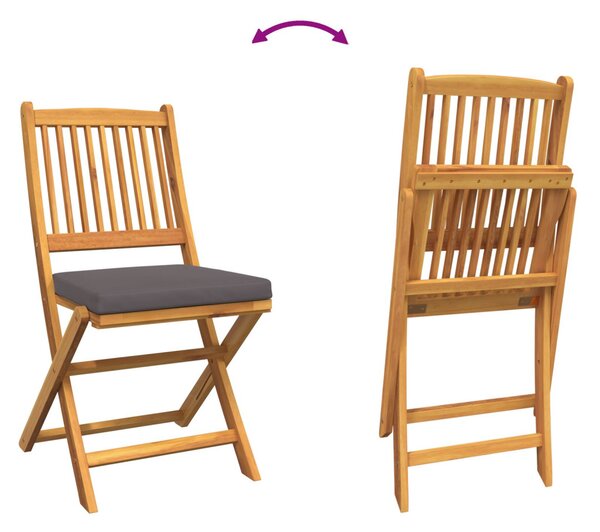 Összecsukható szék párnával 2 pcs Barna Tömör akácfa