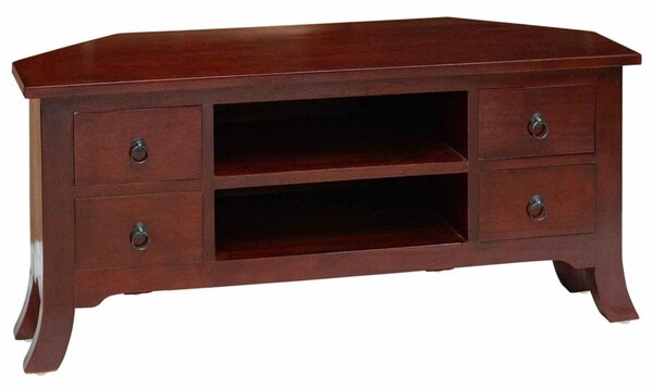 TV szekrény fiókkal Barna 100 x 40,5 x 46 cm Tömör Mahagóni Fa