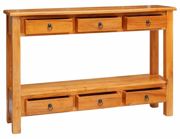 Konzolasztal Természetes 115 x 32 x 76 cm Tömör Mahagóni Fa
