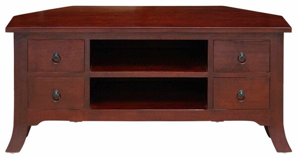 TV szekrény fiókkal Barna 100 x 40,5 x 46 cm Tömör Mahagóni Fa