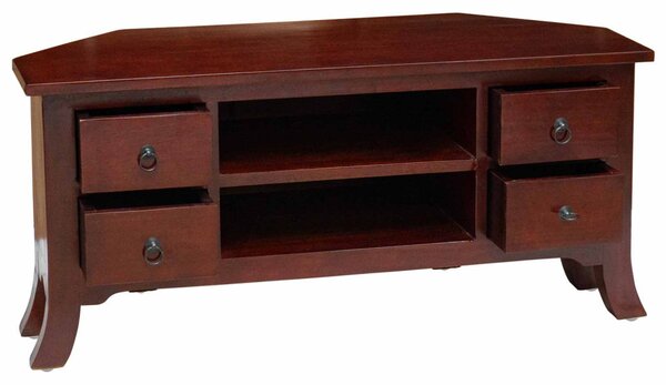 TV szekrény fiókkal Barna 100 x 40,5 x 46 cm Tömör Mahagóni Fa