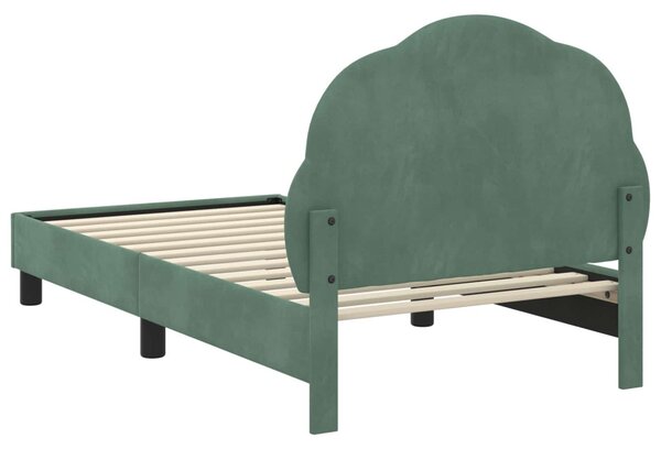 Gyerekágy kerettel fejtámlával Tengeri Zöld 80 x 160 cm Bársony