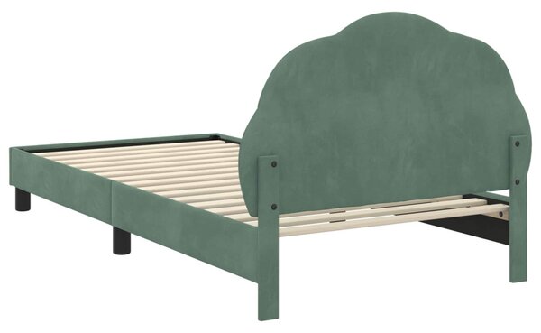 Gyerekágy kerettel fejtámlával Tengeri Zöld 90 x 200 cm Bársony