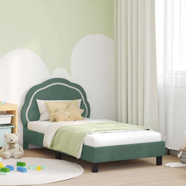 Gyerekágy kerettel fejtámlával Tengeri Zöld 80 x 160 cm Bársony