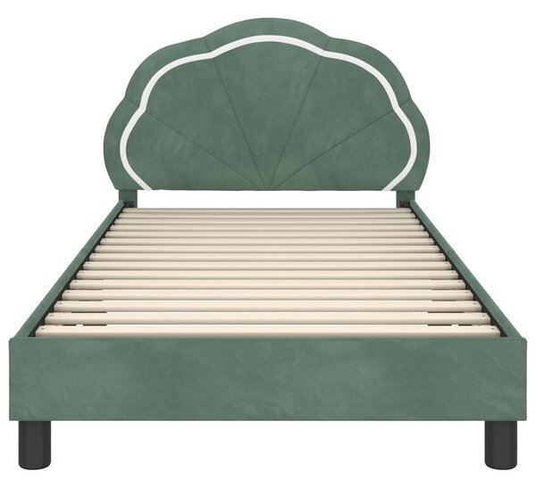 Gyerekágy kerettel fejtámlával Tengeri Zöld 90 x 200 cm Bársony