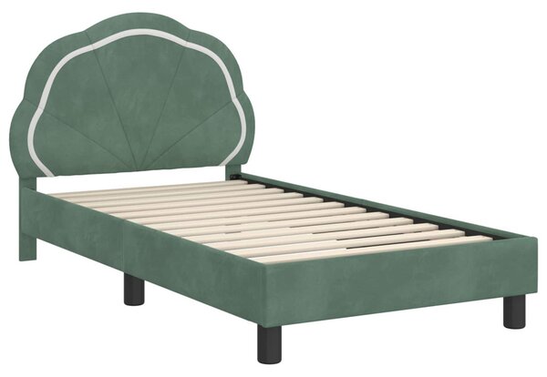 Gyerekágy kerettel fejtámlával Tengeri Zöld 80 x 160 cm Bársony