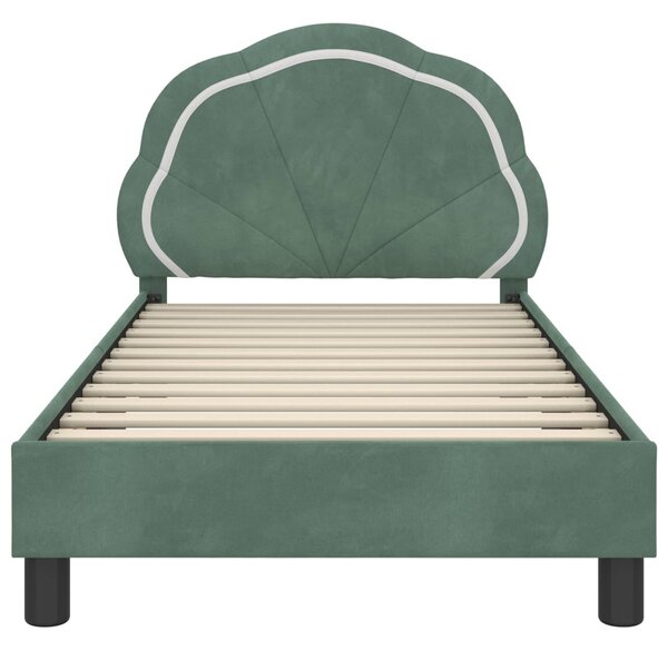 Gyerekágy kerettel fejtámlával Tengeri Zöld 80 x 160 cm Bársony