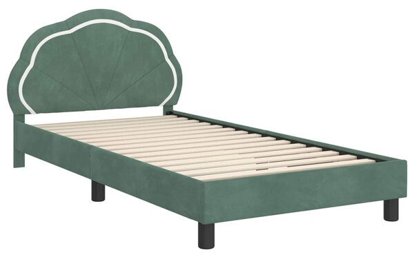 Gyerekágy kerettel fejtámlával Tengeri Zöld 90 x 200 cm Bársony