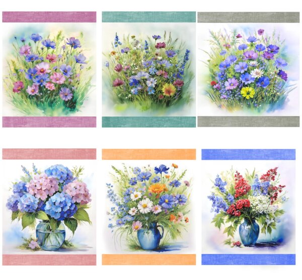 Pamut konyharuha Virágos harmónia digitális nyomtatás MIGU23-4 50x70 cm másolata