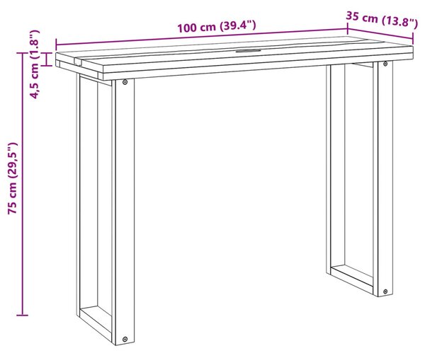 Konzolasztal Barna 100 x 35 x 75 cm Tömör Teakfa