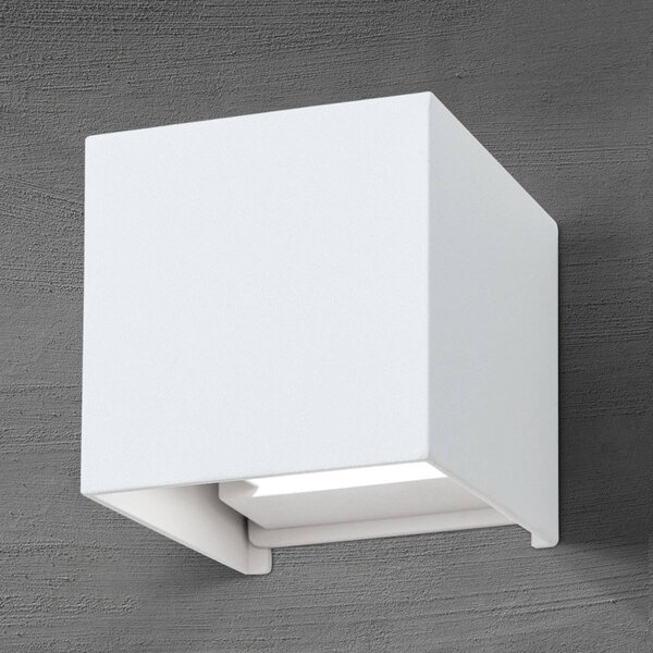 ORION LED kültéri fali világítás Cube, fehér, fém, 10 cm, fel/le, Fehér / opál, Alumínium, Modern