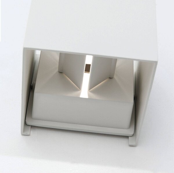 ORION LED kültéri fali világítás Cube, fehér, fém, 10 cm, fel/le, Fehér / opál, Alumínium, Modern