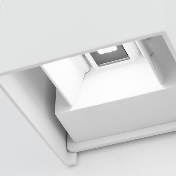 ORION LED kültéri fali világítás Cube, fehér, fém, 10 cm, fel/le, Fehér / opál, Alumínium, Modern