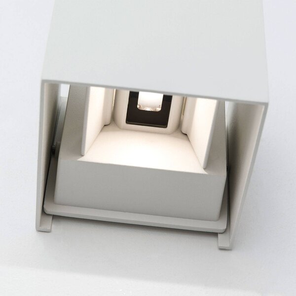 ORION LED kültéri fali világítás Cube, fehér, fém, 10 cm, fel/le, Fehér / opál, Alumínium, Modern