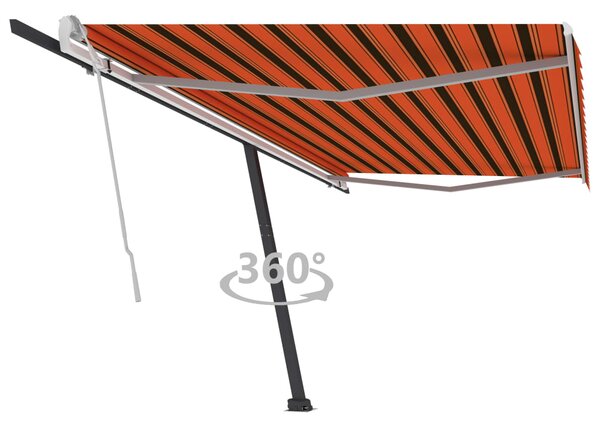 VidaXL narancs-barna kézzel kihúzható póznás napellenző 500 x 300 cm