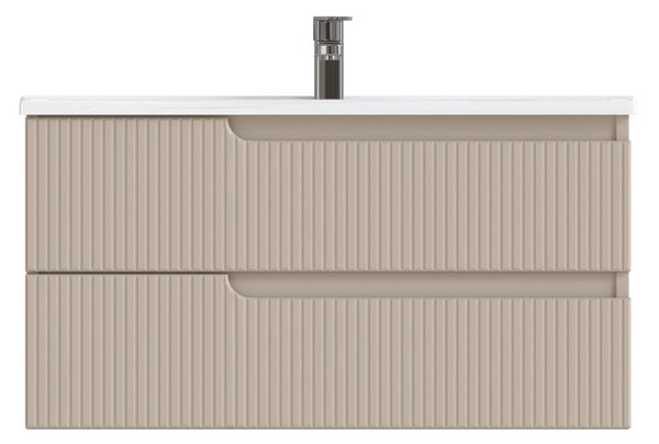 Piramida EURIDIKA fali fürdőszobabútor - műmárvány mosdóval -2 fiókos - PINO BÉZS - 100 x 48 x 53 cm