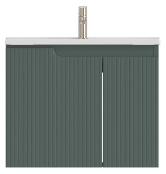 Piramida EURIDIKA fali fürdőszobabútor - műmárvány mosdóval -2 ajtós - PINO ZÖLD - 65 x 48 x 53 cm