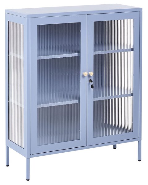 Üveges vitrin HARLYN 90 cm Fém Kék