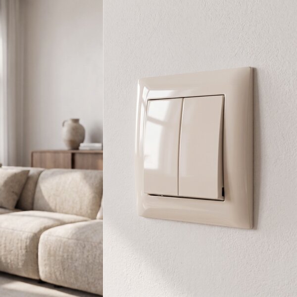 Kettős Kapcsoló Kerettel OSTE JNH007-W BEIGE