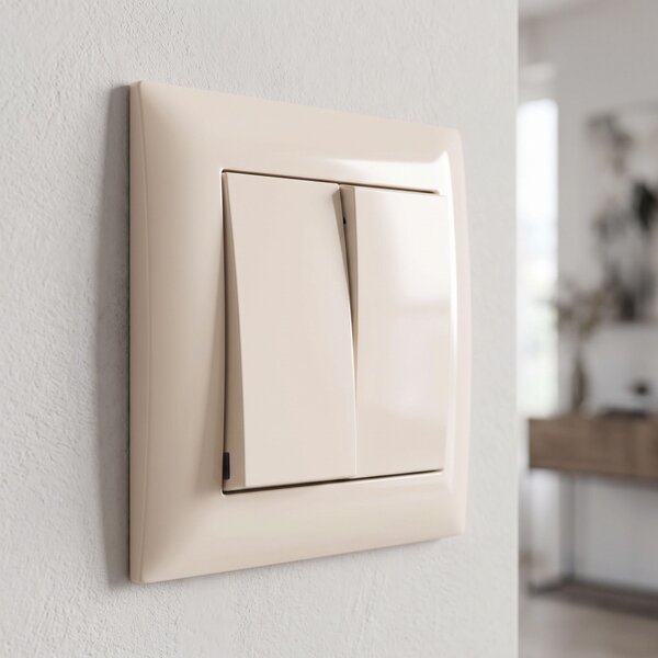 Kettős Kapcsoló Kerettel OSTE JNH007-W BEIGE