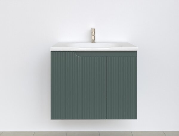 Piramida EURIDIKA fali fürdőszobabútor - műmárvány mosdóval -2 ajtós - PINO ZÖLD - 65 x 48 x 53 cm