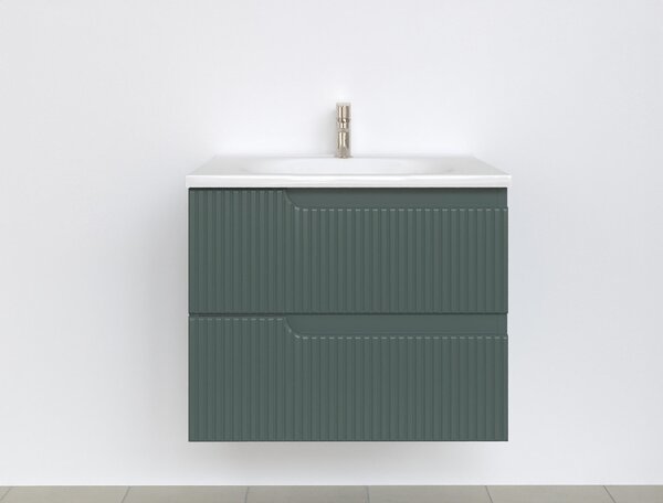 Piramida EURIDIKA fali fürdőszobabútor - műmárvány mosdóval -2 fiókos - PINO ZÖLD - 65 x 48 x 53 cm