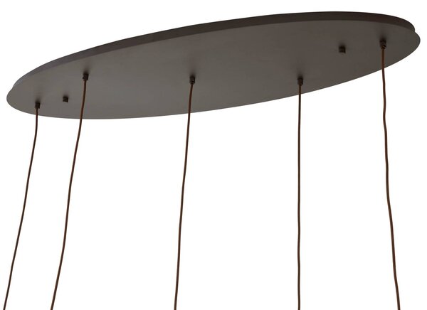 Lindby Valentina függőlámpa, E27, 125,5cm magas, szürke, üveg, dimmelhető, Alu / szürke / cink, Nappali / Étkező, Üveg, Dizájn