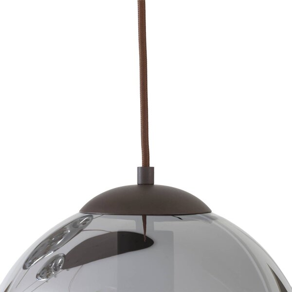 Lindby Valentina függőlámpa, E27, 125,5cm magas, szürke, üveg, dimmelhető, Alu / szürke / cink, Nappali / Étkező, Üveg, Dizájn