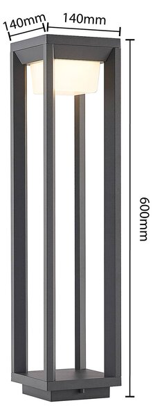 PRIOS Prios LED-es útvilágító lámpa Gamion, 60 cm, antracit, fém, IP54, Alu / szürke / cink, Alumínium, Modern