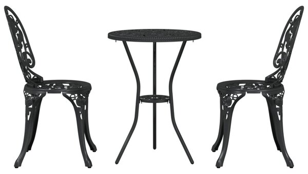 Kert Bistro Készlet 3 pcs Fekete Alumínium