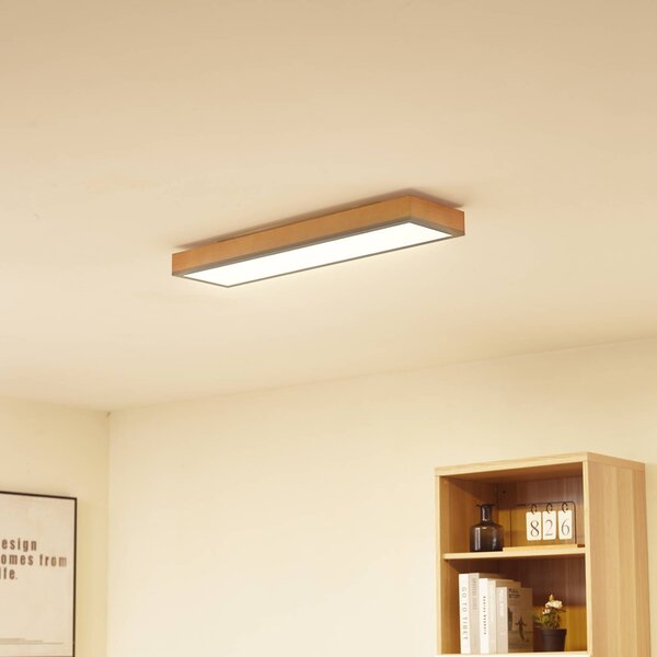 Lindby Laviona LED-es mennyezeti lámpa CCT-vel, 80 cm, dimmelhető, Világos fa, Nappali / Étkező, Fa, Modern