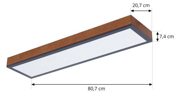 Lindby Laviona LED-es mennyezeti lámpa CCT-vel, 80 cm, dimmelhető, Világos fa, Nappali / Étkező, Fa, Modern