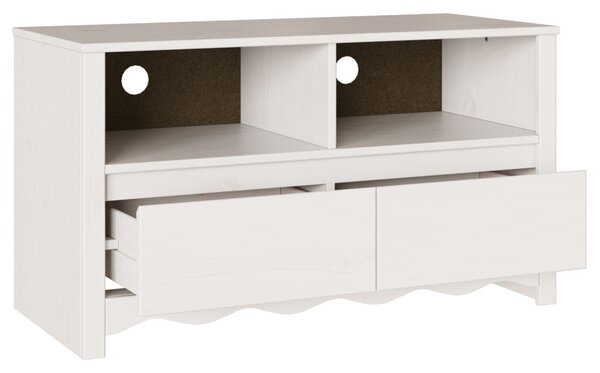 TV Szekrény "DRAMMEN" Fehér 99x43x55 cm Tömbfa Fenyő