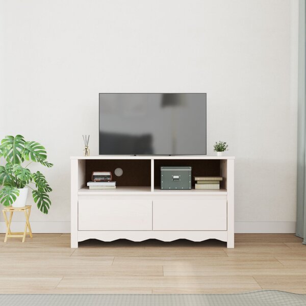 TV Szekrény "DRAMMEN" Fehér 99x43x55 cm Tömbfa Fenyő