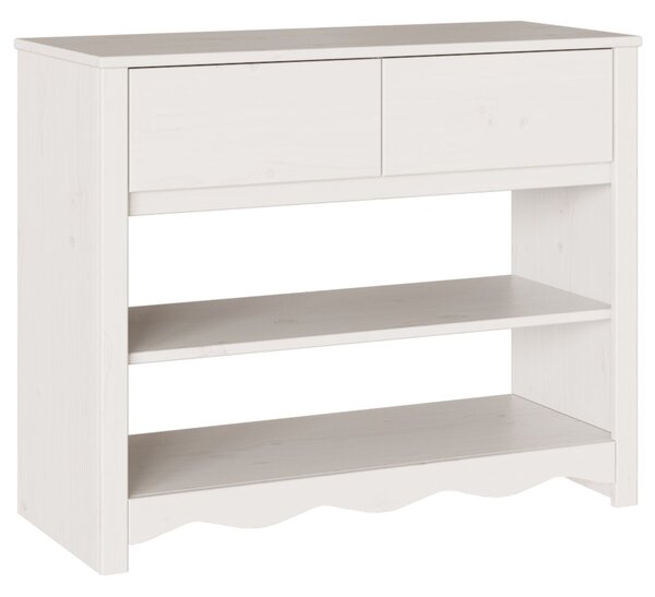 Konzolasztal "DRAMMEN" Fehér 89,5x37x73 cm Szilárd Fenyőfa