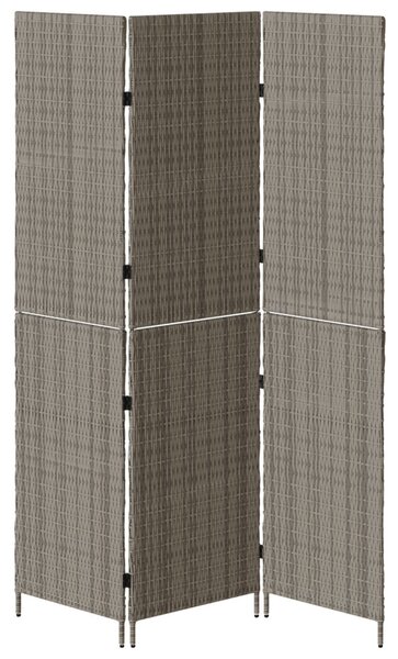 Szobaelválasztó 3 paneles Összecsukható Szürke 147x180 cm Poly Rattan